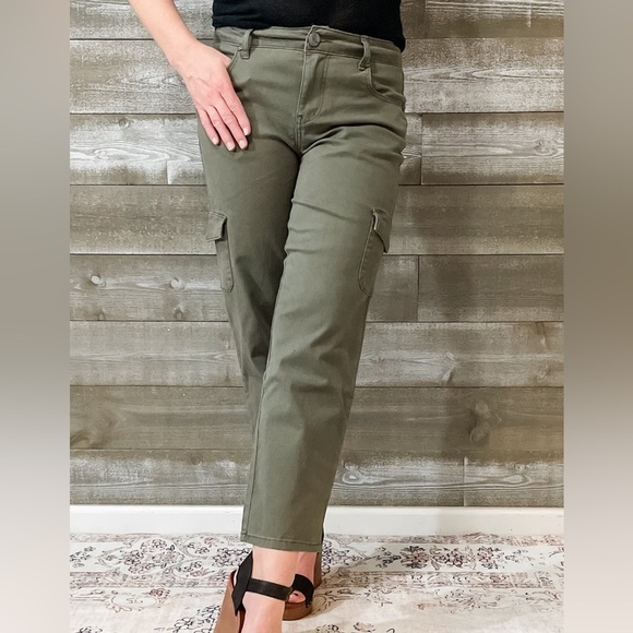 LOFT Dark Green Utility Pants - Picture 2 of 8